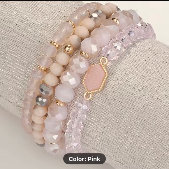 Crystal Resin Cluster Bracelet 4pcs Set(9 colors) - Picture 4 of 9